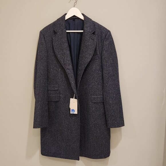 Boden Men's Grey/Blue Overcoat- Size 42R - Picture 1 of 8